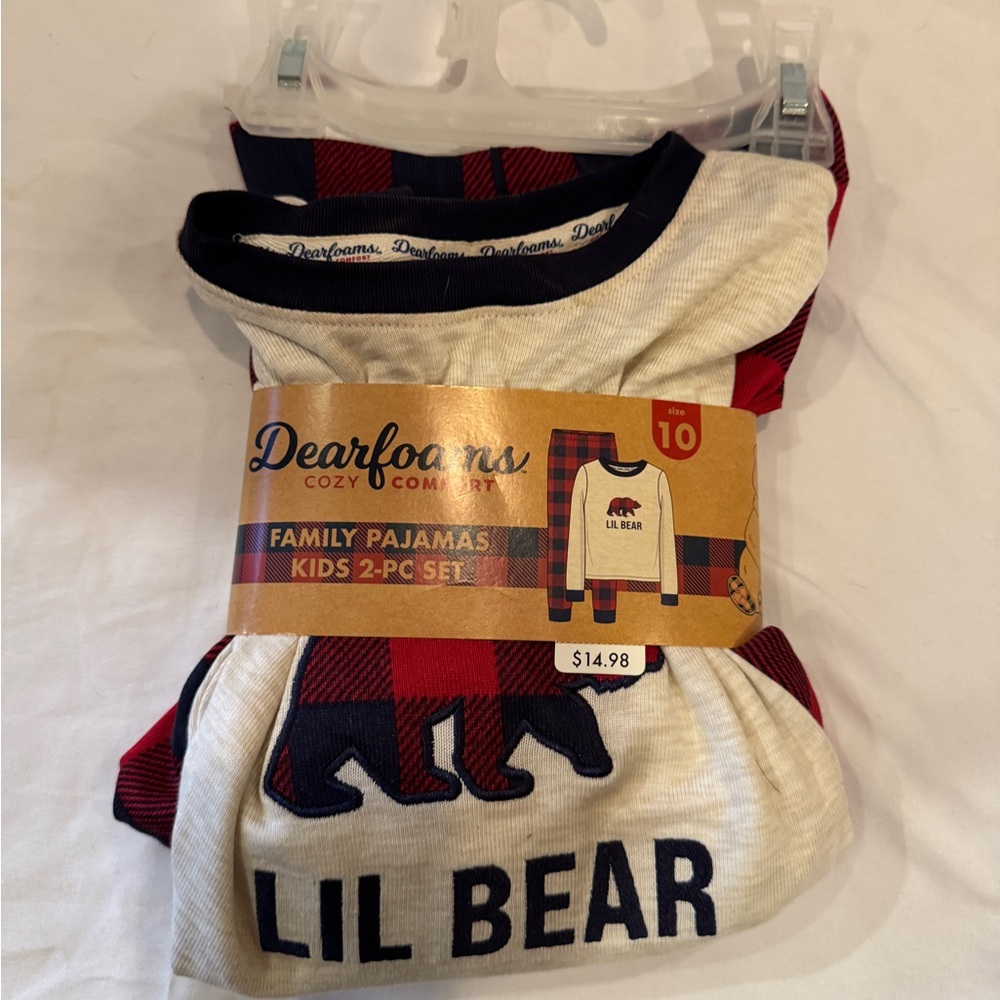 Dearfoams Lil Bear Kids Pajama Set - Red and Cream